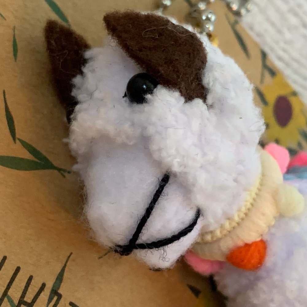 Llama Keychain with Colorful Collar and Decorative Back Made with Knit String - Picture 4 of 8